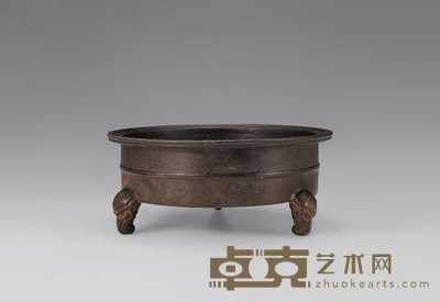 清早期 铜弦纹象足洗 直径7.7cm